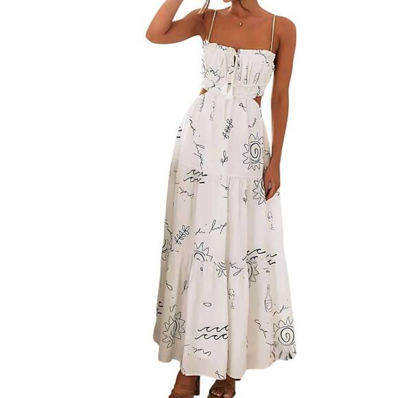 NEW ROSA CLOTHING clarissa bandeau swing maxi dress in white - Picture 4 of 5